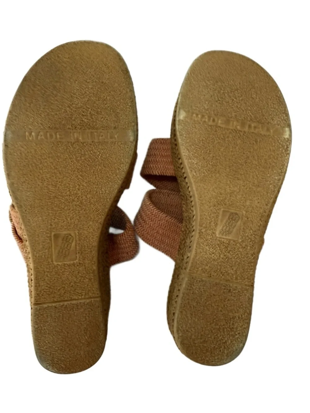 Italian Shoemakers Grania Wedge Woven Slide Sandals in Dusty Rose. 7.5